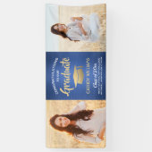 Glückwunsch 2 Foto Blue Gold White Moderner Abschl Banner (Vertikal)