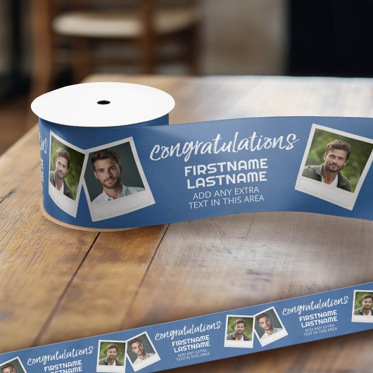 Glückwunsch 2 Foto Collage - Kann Farbe bearbeiten Satinband