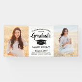 Glückwunsch 2 Foto Einfache Schwarzweiß-Abschluss Banner (Horizontal)