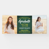 Glückwunsch 2 Foto Grün Gelber Abschluss Banner (Horizontal)