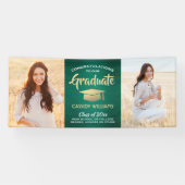 Glückwunsch 2 Foto Grün Gold und Weiß Abschluss Banner (Horizontal)