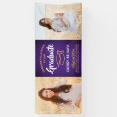 Glückwunsch 2 Foto Lila Gelbe Abschluss Banner (Vertikal)