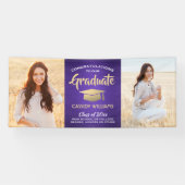 Glückwunsch 2 Foto Lila Gold und Weißer Abschluss Banner (Horizontal)