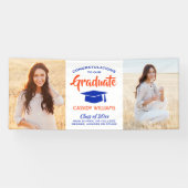 Glückwunsch 2 Foto Moderne Orange und Blue Abschlu Banner (Horizontal)