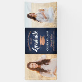 Glückwunsch 2 Foto Navy Blue White Copper Abschlus Banner (Vertikal)