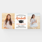 Glückwunsch 2 Foto Orange Black and White Abschlus Banner (Horizontal)