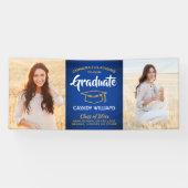 Glückwunsch 2 Foto Royal Blue Gold Yellow Abschlus Banner (Horizontal)