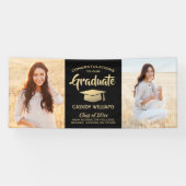 Glückwunsch 2 Foto Schwarz und Gold Moderner Absch Banner (Horizontal)