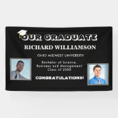 Glückwunsch 2 Foto Schwarz und Weiß Moderne Gradua Banner (Horizontal)