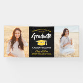 Glückwunsch 2 Foto Schwarzer Gelber Abschluss Banner (Horizontal)