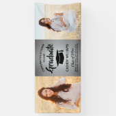 Glückwunsch 2 Foto Silver & Black Moderner Abschlu Banner (Vertikal)