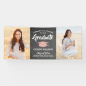 Glückwunsch 2 Foto-Skihaftplatte Rosa Schwarzer Ab Banner (Horizontal)