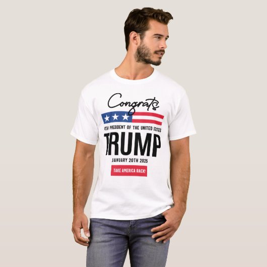 Glückwunsch 47. Präsident Trump T-Shirt (Vorne ganz)