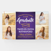 Glückwunsch 4 Foto Lila Gelb Gelb Abschluss Banner (Horizontal)