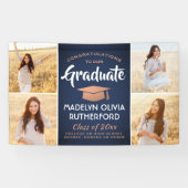 Glückwunsch 4 Foto Navy Blue Kupfer Weißer Abschlu Banner (Horizontal)