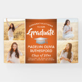 Glückwunsch 4 Foto Orange White & Silver Abschluss Banner (Horizontal)