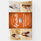 Glückwunsch 4 Foto Orange White & Silver Abschluss Banner (Vertikal)