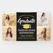 Glückwunsch 4 Foto Schwarzer Gelber Abschluss Banner (Horizontal)