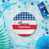 Glückwunsch 4. Juli American Flag Add Family Name  Pappteller (Party)