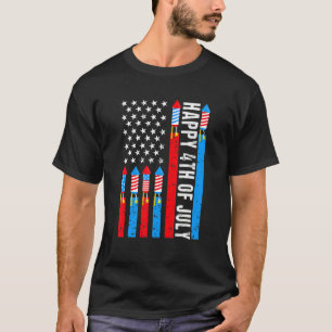 Glückwunsch 4. Juli American Flag Feuerwerk Patrio T-Shirt