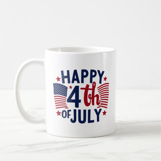 Glückwunsch 4. Juli American Flag Patriotic Kaffeetasse (Links)