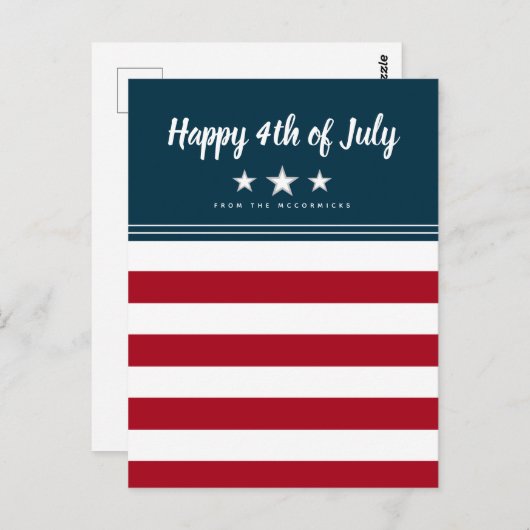 Glückwunsch 4. Juli American Flag Personalisiert Postkarte (Vorne/Hinten)