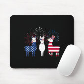 Glückwunsch 4. Juli American Flag Red White Llama Mousepad (Mit Mouse)