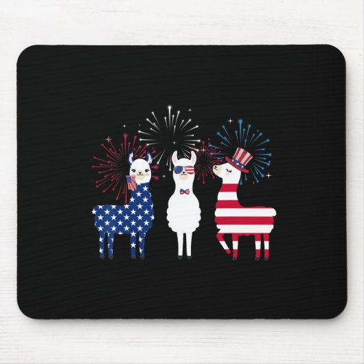 Glückwunsch 4. Juli American Flag Red White Llama Mousepad (Vorne)