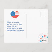 Glückwunsch 4. Juli American USA Flag Gratulation Postkarte (Rückseite)
