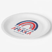 Glückwunsch 4. Juli Amerika | Red White Blue Rainb Pappteller (Schrägansicht)