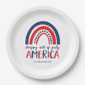Glückwunsch 4. Juli Amerika | Red White Blue Rainb Pappteller (Vorderseite)