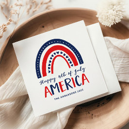 Glückwunsch 4. Juli Amerika | Red White Blue Rainb Serviette