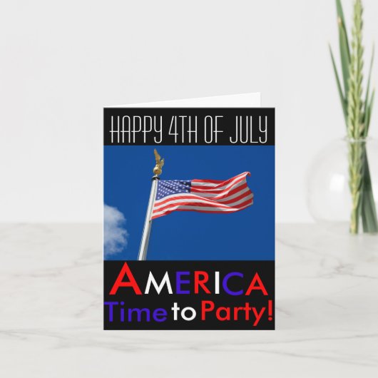 Glückwunsch 4. Juli Amerika, Zeit bis Party, Flagg Karte (Vorderseite)