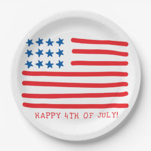 Glückwunsch 4. Juli   Amerikanische Flagge mit Ha Pappteller