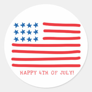 Glückwunsch 4. Juli   Amerikanische Flagge mit Ha Runder Aufkleber