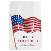 Glückwunsch 4. Juli Amerikanische Flagge Mittlere Geschenktüte (Rückseite)