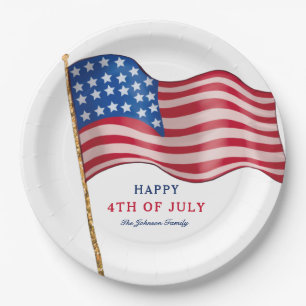 Glückwunsch 4. Juli Amerikanische Flagge Pappteller