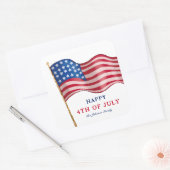 Glückwunsch 4. Juli Amerikanische Flagge Quadratischer Aufkleber (Umschlag)
