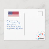 Glückwunsch 4. Juli Amerikanischer Unabhängigkeits Postkarte (Rückseite)