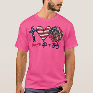 Glückwunsch 4. Juli amerikanisches Flaggenherz Ind T-Shirt