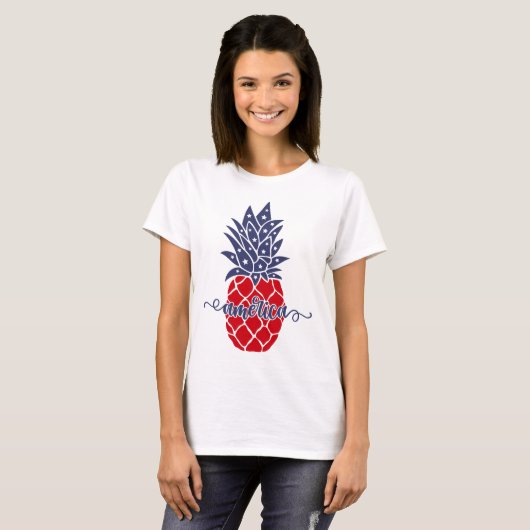 Glückwunsch 4. Juli Ananas America T-Shirt T - Shi (Vorne ganz)