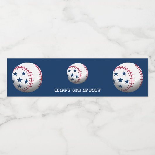 Glückwunsch 4. Juli Baseball Wasserflaschenetikett (Einzelnes Label)