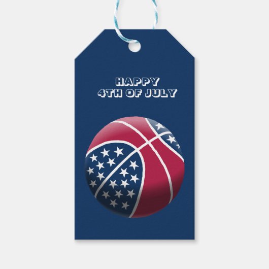 Glückwunsch 4. Juli Basketball Geschenkanhänger (Vorderseite)