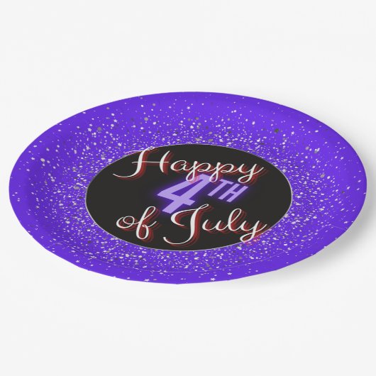 Glückwunsch 4. Juli Brilliant Red White & Blue Pappteller (Schrägansicht)