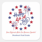 Glückwunsch 4. Juli Business Sparkle | Real Anwese Quadratischer Aufkleber (Vorderseite)