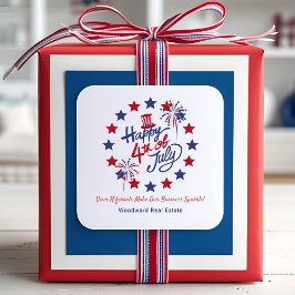 Glückwunsch 4. Juli Business Sparkle | Real Anwese Quadratischer Aufkleber