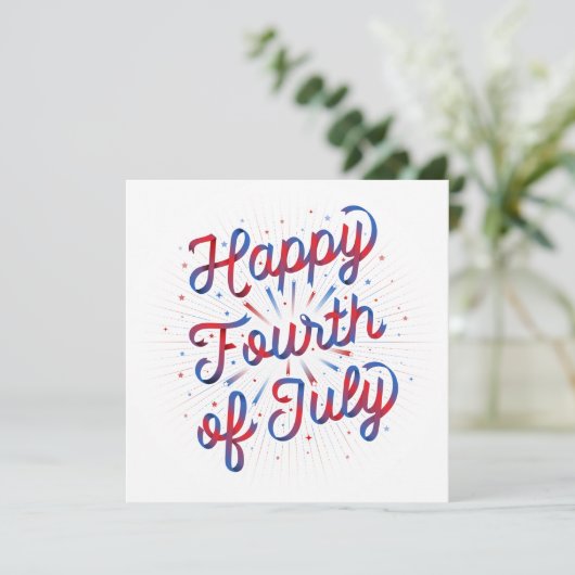 Glückwunsch 4. Juli Card 5.25 (Rot/Blau Gradient) (Stehend Vorderseite)