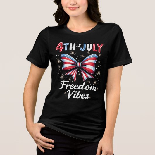 Glückwunsch 4. Juli Coquette Bow Amerikanische Una Tri-Blend Shirt (Vorderseite)