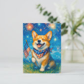 Glückwunsch 4. Juli Corgi Welsh Corgi Queen Postca Postkarte (Stehend Vorderseite)