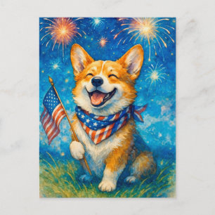 Glückwunsch 4. Juli Corgi Welsh Corgi Queen Postca Postkarte